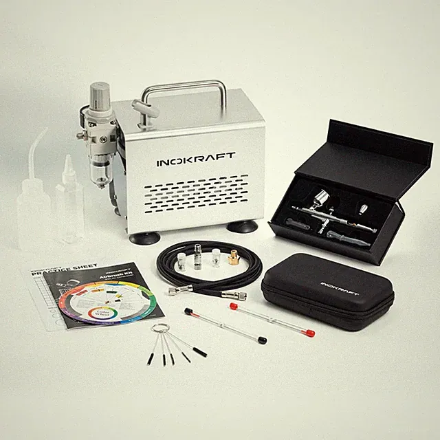 Airbrush Kit with Air Compressor- 1/6 HP Quiet Air Compressor, Gravity Airbru...