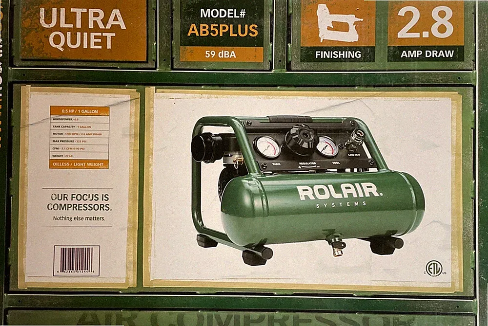 Rolair Ultra Quiet .5 Hp Air Compressor AB5PLUS New