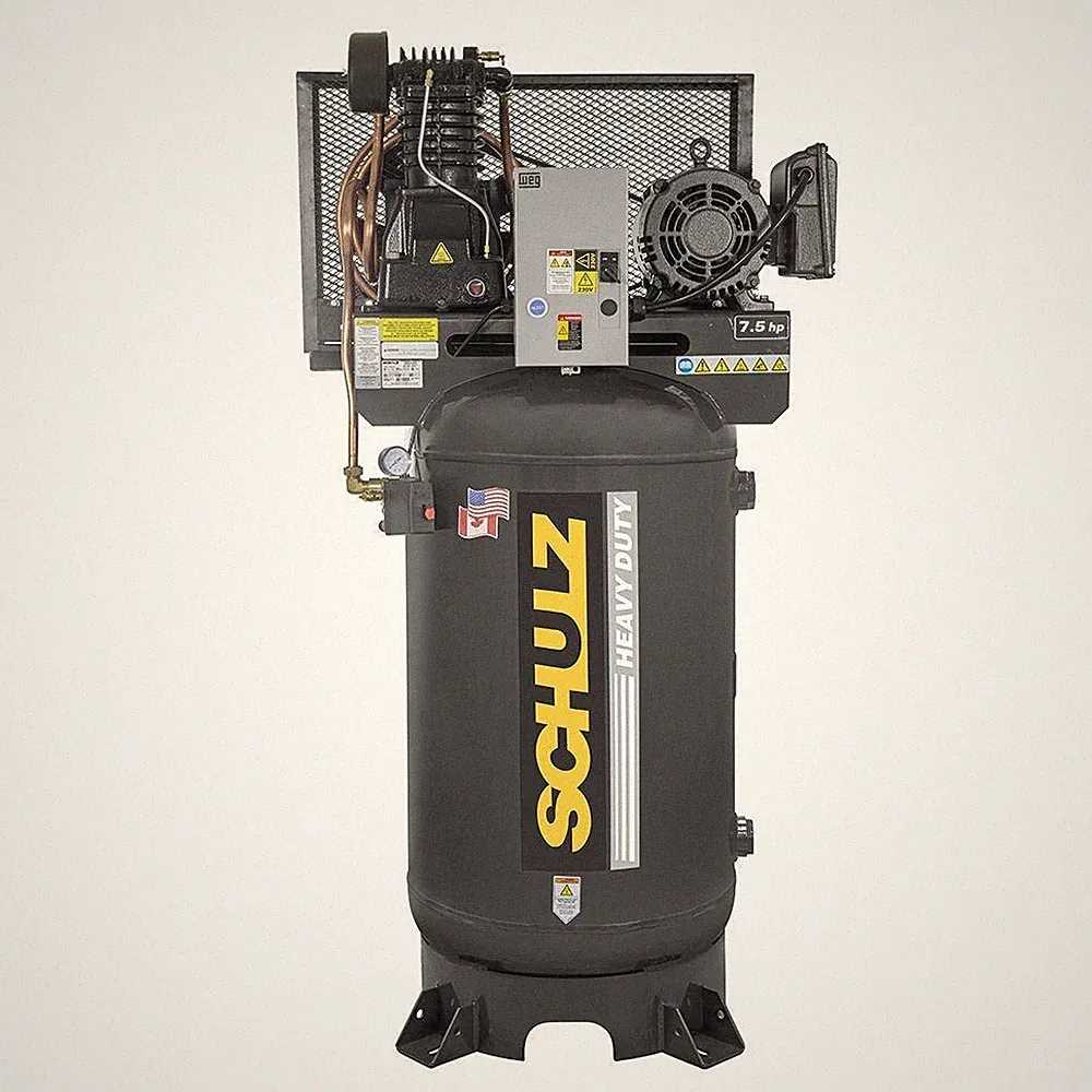 SCHULZ 7.5 HP Stationary Air Compressor, 80 Gallon Vertical, 230V, Single Phase
